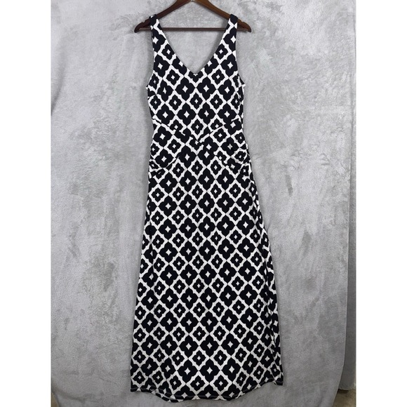 INC International Concepts Sleeveless Black/White Geometric Maxi Dress SZ Large - Picture 1 of 13